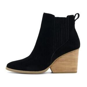 Toms Womens Noa Ankle Boots US 5 EU 35.5 Black Suede Pull On NIB